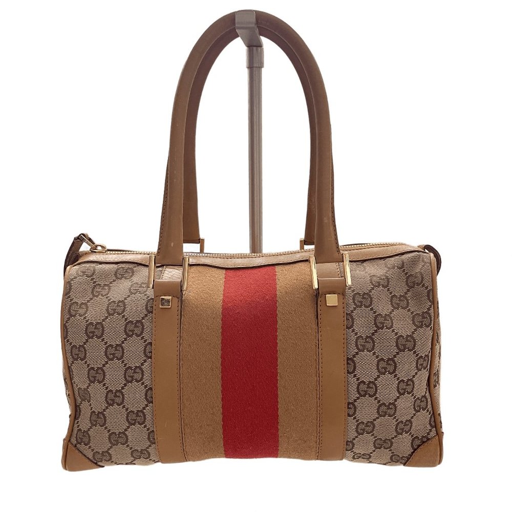 Auc Gucci Monogram Canvas/Leather Vintage Hand Bag #63367G93 - Picture 4 of 16